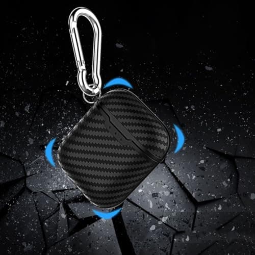 Operitacx Shockproof Lightweight Tpu Earphone Protective Case for Wireless Earbuds with Carbon Fibre Texture, Portable Earphone Storage Bag Suitable for Daily Use — view 5
