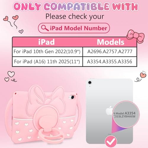 Vofolen for iPad A16 Case for iPad 10th Generation Case Kids Girls, Pink — view 2