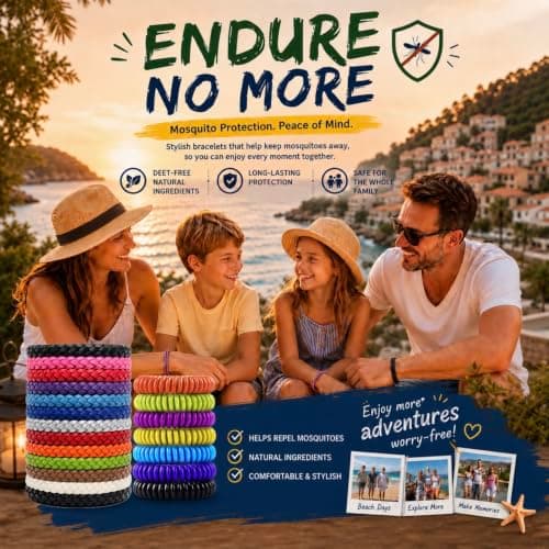 PR0TEX 20 Pack, Insect Repellent Bracelet, 13 Adjustable Woven Leather Bracelets, 7 Waterproof EVA Bands, DeetFree, Powerful Effective Protection, Mosquito Bug Repellent Bracelets for Adult & Kids — view 2