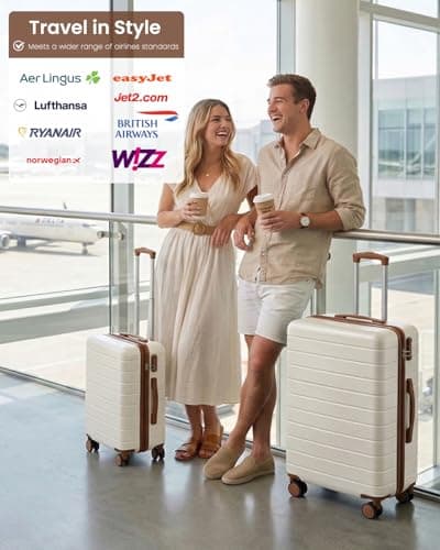 Shavont 20 Inch Cabin Suitcase 55x40x20cm Carry on Hardshell Luggage(Cream) — view 2