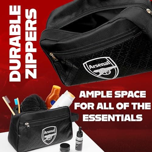 Arsenal F.C. Toiletry Bags for Men, Hanging Travel Wash Bag with Zipped Pockets, Football Gifts for Kids Teens Adults — view 5