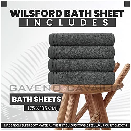 GC GAVENO CAVAILIA Large Towels Bath Sheet - Highly Absorbent Egyptian Cotton Towel Set - 4 Pack Extra Soft Large Bath Towel Charcoal-Quick Dry Bath Sheets - 450 GSM Washable Towels, 75X135 Cm — view 3