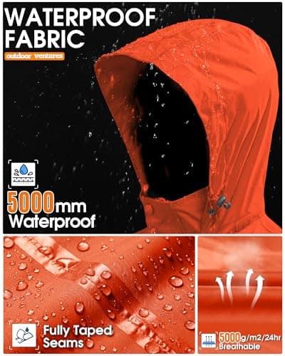 Outdoor Ventures Men's Waterproof Jackets Lightweight Windproof Raincoat — view 4