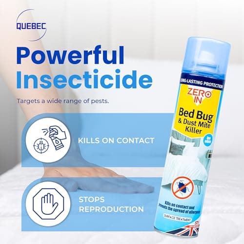 Quebec- Zero in Effective Bed Bug Killer Spray for Bedbugs & Mites - Long Lasting - 12 Months Protection- Natural Fresh Linen Fragrance - Child & Pet Safe - 300 ml (Pack of 2) — view 4