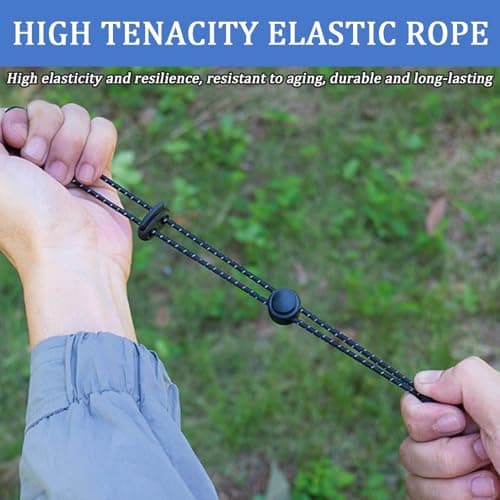 SYEYCW 8 Pcs Bungee Cord with Fixing Buckle, Backpack Elastic Rope Fixing Buckle, Walking Stick Holder, Backpack Elastic Ropes Attachment Pole, Fastening Cord for Trekking, Hiking, Camping, Black — view 5