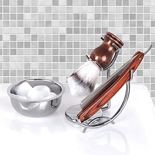 Grooming Shaving Kit for Men,Strong Razor and Brush Stand with Stainless Steel Shaving Soap Bowl,Dad Gifts,boyfriend Gifts,Husband Gifts for Him — view 4