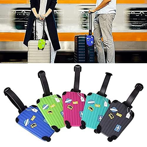 Luggage Tags,5pcs Suitcase Tags,Suitcase Luggage Tags Business Card Holder,Travel Tags with Name ID Card,for Travel Vacation Luggage Storage,Prevent Lost Luggage(5 Color) — view 5