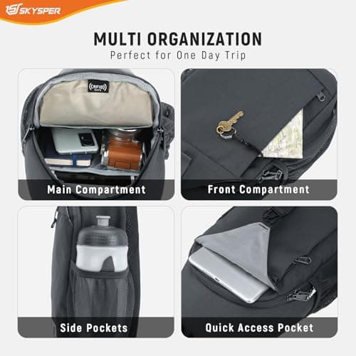 SKYSPER Sling Bag RFID Cross Body Bag Recycled Crossbody Backpack Travel Daypack(Darkgrey) — view 5