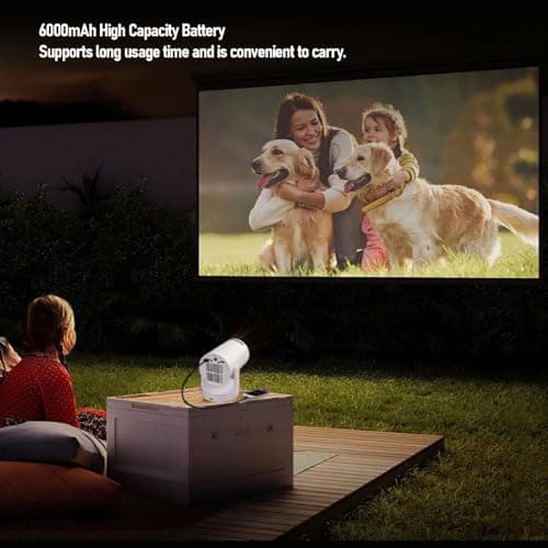 MENDUNER Mini Portable Projector with 6000mAh Rechargeable Battery, 1080P Supported Outdoor Movie Projector, 180° Rotatable Built in Speaker for Bedroom, Camping, Kids — view 3