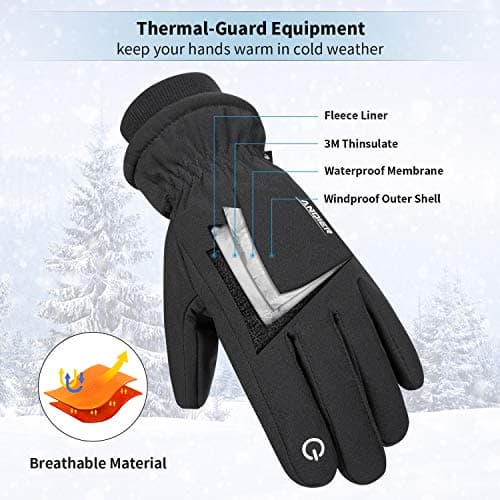 coskefy Thermal Gloves, -20℉ Coldproof Touchscreen Ski Gloves Waterproof Winter 3M Thinsulate Snow Mitten for Walking Hiking — view 5