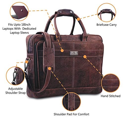 Leather Laptop Bag for Men – 18 Inch Messenger Bag with Padded Laptop Case — view 2