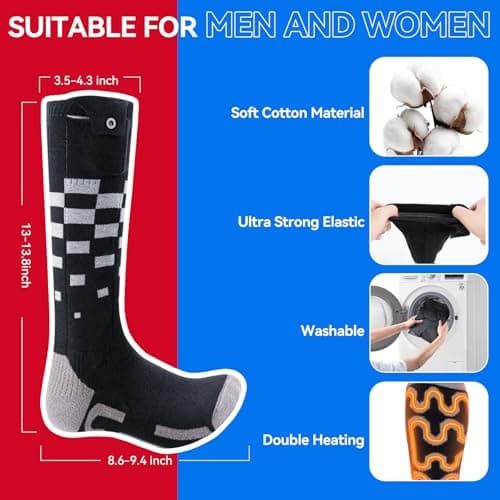 Olycism Heated Socks 8500mAh Battery Rechargeable Electric Heated Socks for Men Women 4 Temperature Adjustable Outdoor Riding Camping Hiking Motorcycle Skiing Warm Winter Socks，Size-L. — view 5