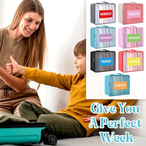 7 Pcs Packing Cubes for Travel Days of Week, 11.8 x 11.02 x 4.72" — view 6