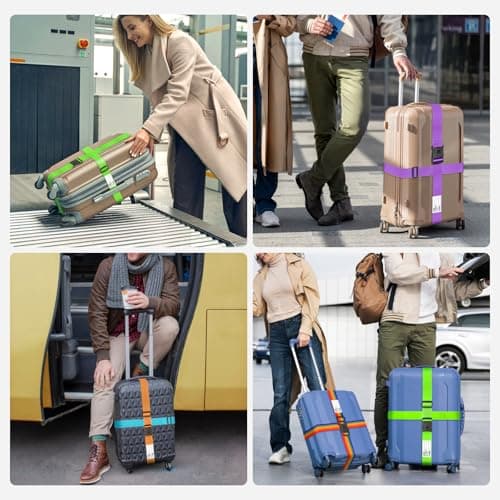 BILIONE Luggage Straps Adjustable Suitcase Straps, Lockable Against Accidental Opening, Easy to Identify Travel Accessories, Add a Bag Connector Holds Suitcase Together (2-Energetic Green) — view 6