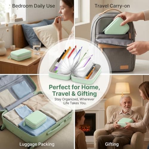 ADASTONE Waterproof Pill Organiser Silicone Medicine Bag with 14 EVA Pill Pouches Transparent Colorful Zipper Design Portable Medication Storage Case for Travel Fish Oils and Everyday Health Care — view 6