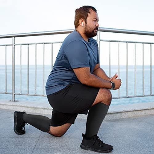 Plus Size Compression Sock For Men: Women Graduated Compression Stockings for Support Flight Travel Running Pregnancy Sports Edema Nurses Seniors Athletic Socks 20-30 mmHg Black 4XL 1Pairs — view 5