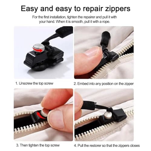 Fix Zipper Slider - Broken Zipper Repair, Zip Replacement Kit | Adjustable Zip Slider Set, Univarsal Solution, Fix on Luggage Hoodie Suitcase Outdoor Sleeping Bag — view 3