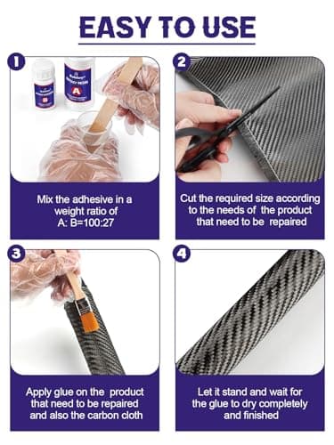 Kalolary 7PCS Carbon Fiber Repair Kit, 100g Epoxy Resin, 27g Hardener — view 6