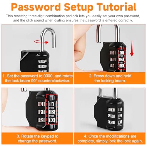 2 Pcs Small Luggage Locks, Heavy Duty Combination Padlocks with Code — view 5