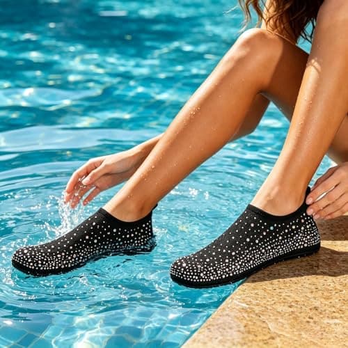 Womens Barefoot Water Shoes, Travel House Slippers for Indoor and Outdoor Aqua Socks for Beach, Swim, Surf, Yoga, Dancing, Camping Must Haves (Multicolour,6.5) — view 3