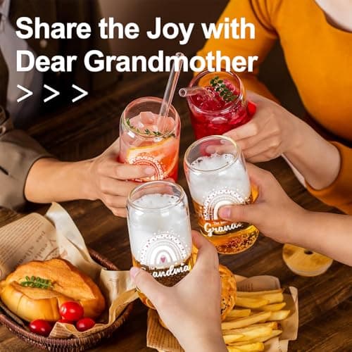 VivaJoy Grandma Gifts - Grandma Birthday Gifts, Creative Travel Mug, Coke Cup, GlassCup Mug with Straw and Lid, Perfect Grandmother Birthdays Mother Day Gift from Granddaughter Grandson — view 4