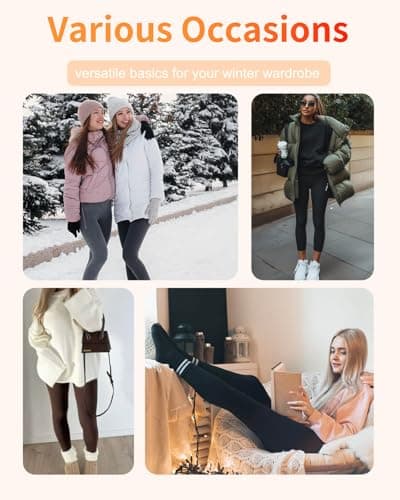 Havideto Thermal Cotton Leggings Women High Waisted Ladies Fleece Lined Pants UK Winter Thick Warm Navy M/L — view 6