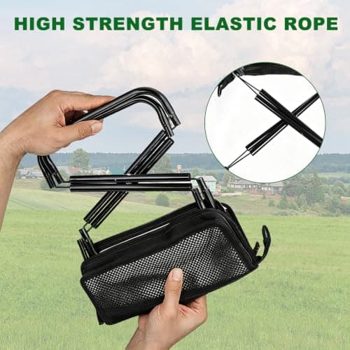 Black Portable Folding Camping Stool 32.5×26×32cm, Lightweight Collapsible Stool for Adults, Heavy Duty Foldable Seat Max Load 120kg with Carry Bag for Hiking, Travel, Fishing, Picnic & Festivals — view 4