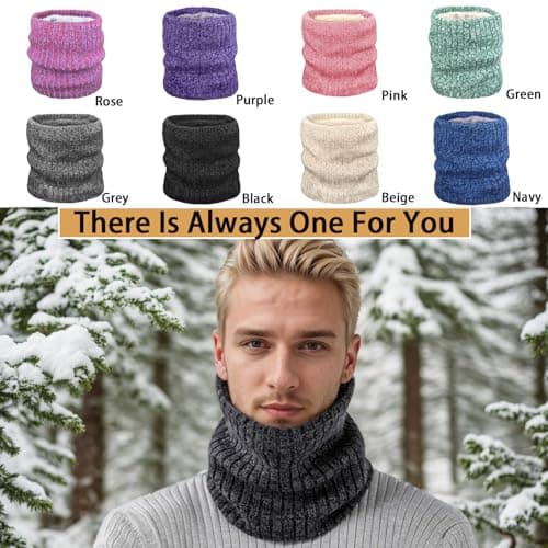 lifwimner Snoods for Men Women Winter Neck Warmer Scarf Thermal Fleece Double Layer Windproof Ski Mask for Cold Weather Birthday Gifts (Pink) — view 6