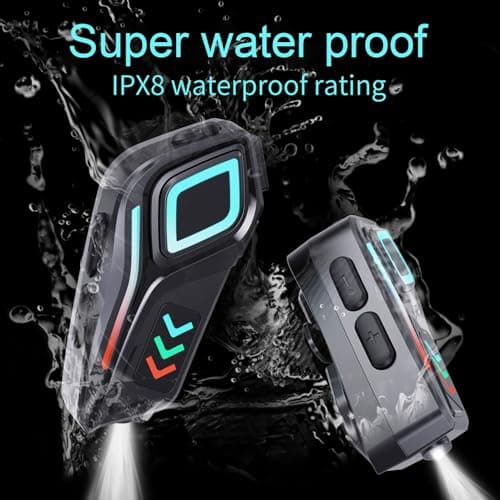 Denash 5.4 Motorcycle Helmet Speaker, Graphene Diaphragm Noise Canceling Music Control IPX8 Water Proof, Flashlight Feature for Easy Nighttime Travel — view 6