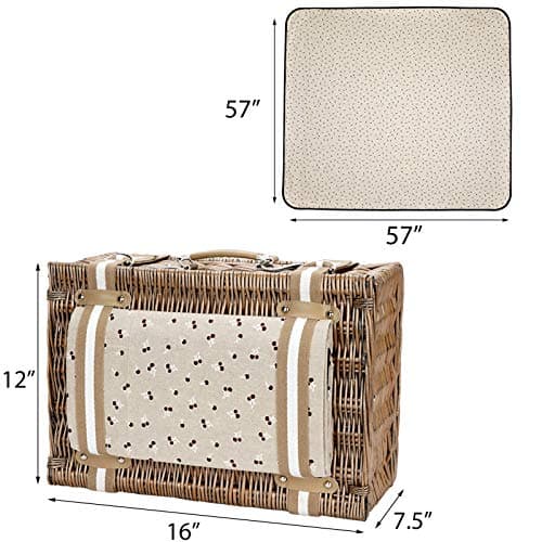 VIREO GARDEN Picnic Basket for 4 Person with Large Insulated Cooler Bag — view 2