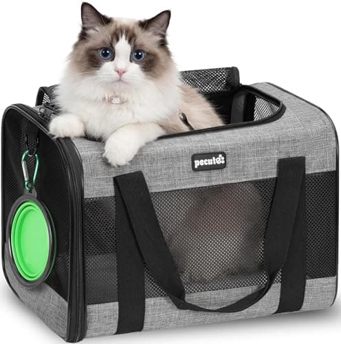 pecute Cat Carrier Large, Breathable Pet Carrier Bag, Dog Carrier XL, Grey