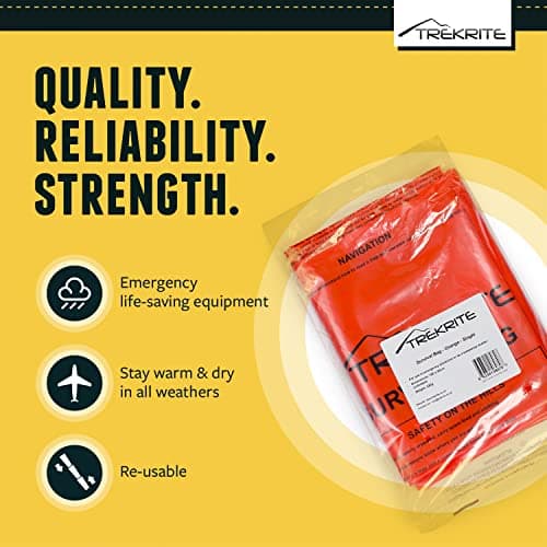 Trekrite Emergency Survival Bivi/Bivvy Bag – Waterproof High Visibility Orange Re-usable Equipment (Pack of 2) — view 2