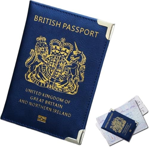 ORCHIDS British Passport Wallet PU Leather Passport Holder Cover for Men and Women (Blue) — view 2