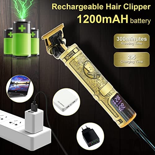 Beard Trimmer Hair Clippers Men T-Blade Cordless LCD Metal Grooming Kit — view 5