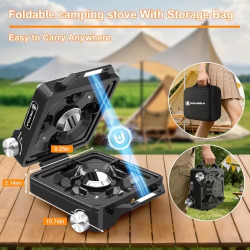 2-Burner Pro Camping Stove,7000W Camping Stove Gas Portable,Foldable Gas Stove,Windscreen Griddle, Portable Stove,Camping Essentials,Suitable For Outdoor Cooking,WinterMoot,Grilling — view 5