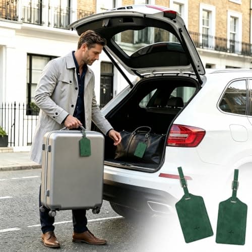 2Pcs PU Leather Luggage Tags with Privacy Flap — view 4