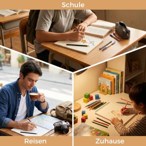 4 Pack A5 Sketch Books, 100gsm Sketchbook for Drawing, Spiral Drawing Book — view 6