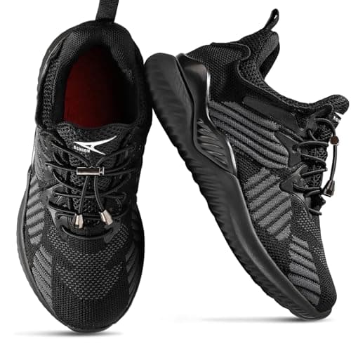 Elaphurus Kids Trainers Mesh Running Shoes Casual Sneaker Lighweight Athletic Shoes for Boys Girls ,BlackAll Black, 5 UK — view 6