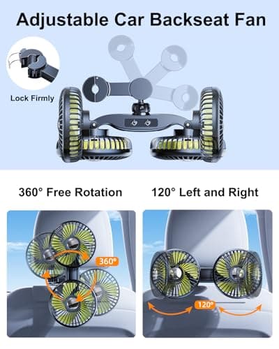 Nauttxon Battery Fan for Car Backseat with 360° Rotatable 3 Speed — view 4