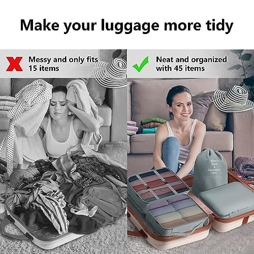 Jsdoin Packing Cubes for Suitcase,11 PCS Travel Luggage Packing Cubes for Backpack, Waterproof Essentials Suitcase Organiser Bags, Travel Accessories (Grey) — view 6