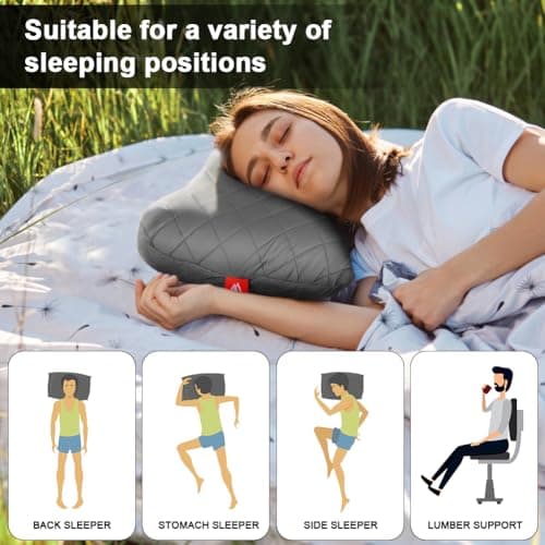 flintronic Camping Pillows, Inflatable Travel Pillows for Neck, Ultralight Beach Pillow with Storage Bags, Blow Up Pillows Ergonomic Air Pillow for Neck & Lumbar Support - Comfort in Travel (Grey) — view 6