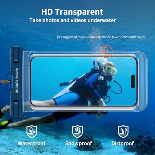 UNBREAKcable Waterproof Phone Pouch，2-Pack IPX8 Universal Waterproof Phone Case Dry Bag for iPhone 17 16 15 14 13 12 11 Pro Max XR X Samsung S25 S24 Ultra S21 S10 Huawei P70 Mate 70 up to 7" — view 3