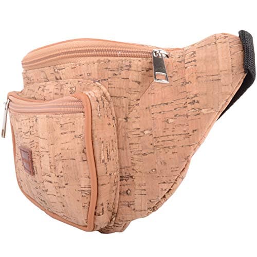 Womens Travel/Holiday Cork Waist Bag/Bumbag with Floral Design - Distressed Cork — view 3