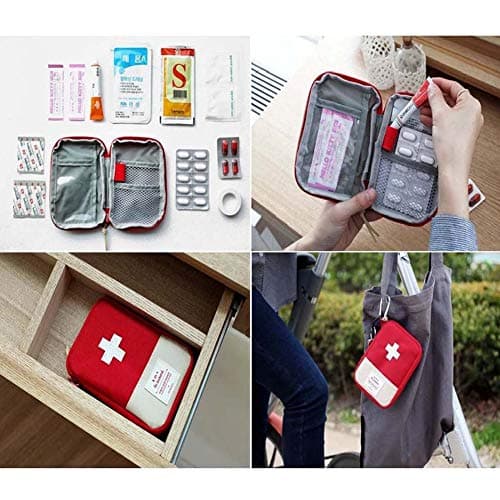 EQLEF Travel First Aid Kit First Aid Bag Empty Mini Medicine Storage Bag First Aid Pouch Small Medical Bag for Car Hiking Camping Outdoor Activities (Red) — view 2