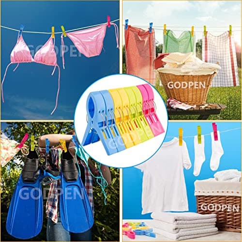 8 Pcs Colorful Beach Towel Clips, Large Plastic Laundry Clip Clothes Pegs for Sunbeds Sun Loungers, Blankets, Pool Chairs, Cruise Keep Your Towel from Blowing Away 4 Bright Colors — view 2