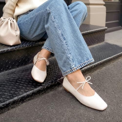 DREAM PAIRS Women's Ballet Mary Jane Flats,Beige,5.5 — view 3