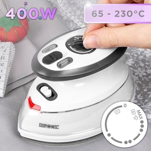 Duronic Travel Iron SI3 WE Mini Irons, 35ml Tank, Steam Iron, 400W Lightweight Portable Ironing, Compact, Variable Heat Settings For Holiday Quilting Patchwork Applique Craft — view 3