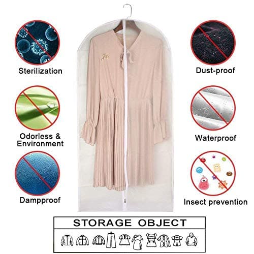 HomeClean Moth Proof Garment Bags 60 x 100cm(24'' x 40'') Hanging Clothing Storage Bags and 6 Cedar Balls for Suit Jacket Shirt Sweater Pack of 6 — view 4