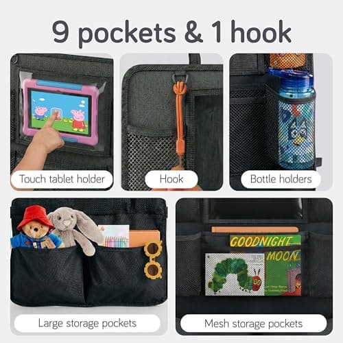 Baby Uma Car Back Seat Organiser for Kids — 2 Pack | Rear Seat Organiser with Tablet Holder & Multiple Pockets | Kids Car Seat Organiser | Car Travel Accessories | Backseat Car Organizer for Children — view 4