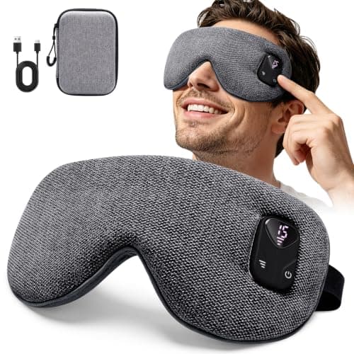Heated Eye Mask Cordless Warm Eye Compress for Dry Eyes Blepharitis Stye Relief Improved Sleep, 3 Level Heat, 1500mAh Rechargeable Battery, Washable Cover, Eye Heating Pad for Sleeping Travel